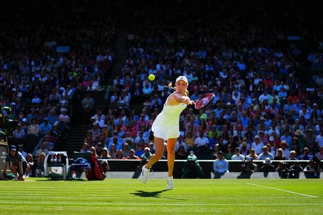 Mandatory Credit: Photo by Javier Garcia Shutterstock (13018047dl) Elena Rybakina during her semi final match Wimbledon Tennis Championships, Day 11, The All England Lawn Tennis and Croquet Club, London, UK - 07 Jul 2022 Wimbledon Tennis Championships, Day 11, The All England Lawn Tennis and Croquet Club, London, UK - 07 Jul 2022  Copyright: xJavierxGarcia Shutterstockx 13018047dl