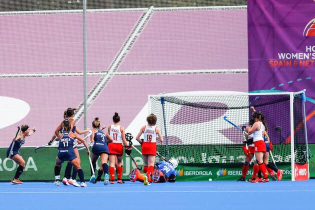 July 7, 2022, TERRASSA, BARCELONA, SPAIN: Victoria Granatto of Argentina celebrates a goal during the FIH Hockey Women s World Cup 2022, Pool C, hockey match played between Argentina v Canada at Estadi Olimpic on July 06, 2022, in Terrassa, Barcelona, Spain. TERRASSA SPAIN - ZUMAa181 20220707_zaa_a181_006 Copyright: xIrinaxR.xHx