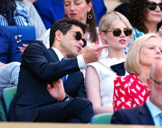 Mandatory Credit: Photo by Javier Garcia Shutterstock (13018051an) Rami Malek and Lucy Boynton in the Royal Box on Centre Court Wimbledon Tennis Championships, Day 12, The All England Lawn Tennis and Croquet Club, London, UK - 08 Jul 2022 Wimbledon Tennis Championships, Day 12, The All England Lawn Tennis and Croquet Club, London, UK - 08 Jul 2022  Copyright: xJavierxGarcia Shutterstockx 13018051an