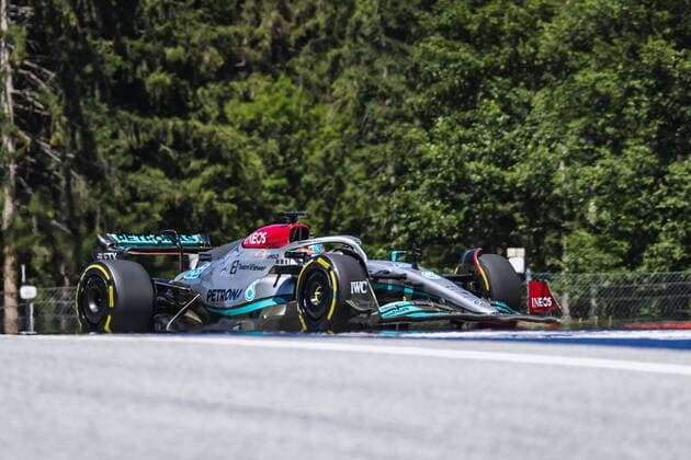 08.07.2022, Red Bull Ring, Spielberg, AUT, FIA, Formel 1, Grosser Preis von Österreich, Freies Training, im Bild George Russel (GBR, Mercedes) George Russel of United Kingdom during a training day before the Austrian FIA Formula One Grand Prix at the Red Bull Ring in Spielberg, Austria on 2022 07 08. Expa Spielberg