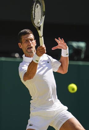 Tennis: Wimbledon championships Novak Djokovic of Serbia plays against Cameron Norrie of Britain in a men s singles semifinal match at the Wimbledon tennis championships in London on July 8, 2022.  A14AA0001312131P