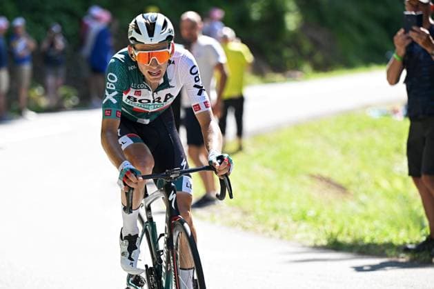 LA SUPER PLANCHE DES BELLES FILLES, FRANCE - JULY 08 : Kamna Lennard (GER) of BORA - hansgrohe during stage 7 of the 109th edition of the 2022 Tour de France cycling race, a stage of 176 kms with start in Tomblaine and finish in La Super Planche Des Belles Filles on July 08, 2022 in La Super Planche Des Belles Filles, France, 8 07 2022 ( Motordriver Kenny Verfaillie - Tour de France 2022 - Stage 07 PhotoNews Panoramic 