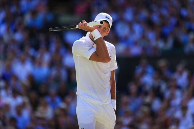 Tennis - Wimbledon (Day 12) 8th July 2022 - Tennis - Wimbledon (Day 12) - Novak Djokovic (SRB) during his Gentlemen s Singles Semi Final match against Cameron Norrie (GBR) - Photo: Simon Stacpoole Offside. London UK Copyright: xSimonxStacpoolexOffside