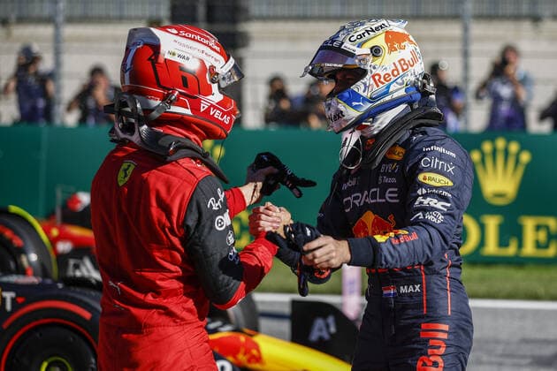 LECLERC Charles (mco), Scuderia Ferrari F1-75, portrait VERSTAPPEN Max (ned), Red Bull Racing RB18, portrait during the Formula 1 Rolex Grosser Preis Von Osterreich 2022, 2022 Austrian Grand Prix, 11th round of the 2022 FIA Formula One World Championship, WM, Weltmeisterschaft from July 8 to 10, 2022 on the Red Bull Ring, in Spielberg, Austria - F1 - AUSTRIAN GRAND PRIX 2022 DPPI Panoramic 00122026__R3_1216
