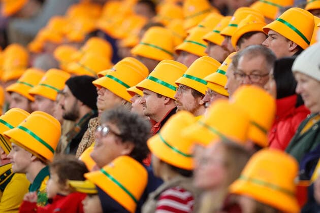 Wallaby fans during the eToro England Series match between Australia and England at Suncorp Stadium, Brisbane, Australia on 9 July 2022. Copyright: xPeterxDovganx 32450032