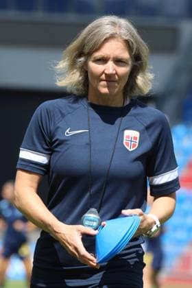 Norwegian head coach Hege Riise is seen during warm-up prior to the final match of the European under-19 women’s football championship, Spain vs Norway, on July 9, 2022, in Ostrava, Czech Republic. (CTKxPhoto PetrxSznapka) CTKPhotoP2022070903236  SZN 01