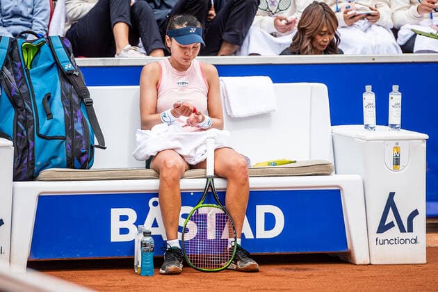 220709 Su Jeong Jang, Sydkorea, under dag 6 av WTA, Tennis Damen Nordea Open den 9 juli 2022 i Bastad. Copyright: CHRISTOFFERxBORGxMATTISSON BB220709CB021