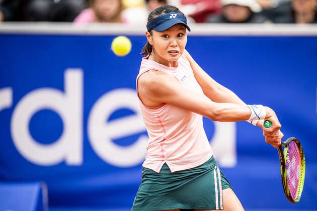 220709 Su Jeong Jang, Sydkorea, under dag 6 av WTA, Tennis Damen Nordea Open den 9 juli 2022 i Bastad. Copyright: CHRISTOFFERxBORGxMATTISSON BB220709CB025