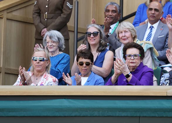 9th July 2022, All England Lawn Tennis and Croquet Club, London, England; Wimbledon Tennis tournament, womens singles final; Martina Navratilova, Ilana Kloss, Billie Jean King and Dame Maggie Smith in the Royal Box  ActionPlus12406608 JohnxPatrickxFletcher