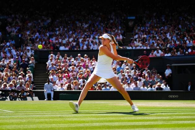 Mandatory Credit: Photo by Javier Garcia Shutterstock (13018057bs) Elena Rybakina during the Ladies Singles Final Wimbledon Tennis Championships, Day 13, The All England Lawn Tennis and Croquet Club, London, UK - 09 Jul 2022 Wimbledon Tennis Championships, Day 13, The All England Lawn Tennis and Croquet Club, London, UK - 09 Jul 2022  Copyright: xJavierxGarcia Shutterstockx 13018057bs