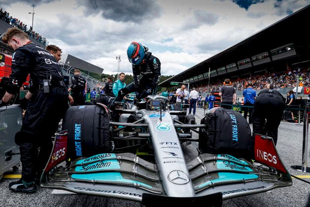 63 George Russell (GBR, Mercedes-AMG Petronas F1 Team), F1 Grand Prix of Austria at Red Bull Ring on July 9, 2022 in Spielberg, Austria. (Photo by HOCH ZWEI) Spielberg Austria