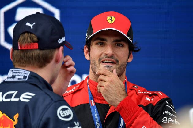 Formula 1 BWT Grosser Preis von Österreich 2022 09.07.2022, Red Bull Ring , Spielberg, Formula 1 BWT Grosser Preis von Österreich 2022 , im Bild Sieger Max Verstappen (NEL), Oracle Red Bull Racing, 3.Platz für Carlos Sainz Jr. (ESP), Scuderia Ferrari