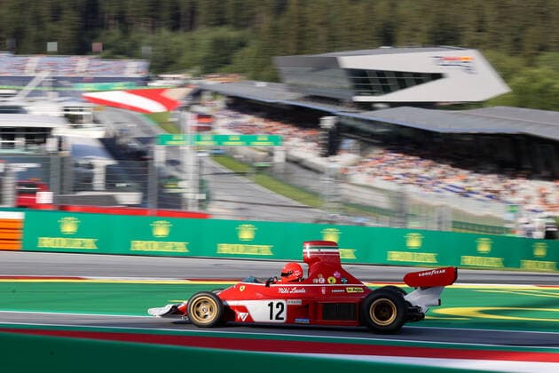 FORMULA 1 - GP of Austria 2022 SPIELBERG,AUSTRIA,09.JUL.22 - MOTORSPORTS, FORMULA 1 - Grand Prix of Austria, Red Bull Ring, Red Bull Legends Parade warm-up. Image shows Mathias Lauda (AUT) in a historic Ferrari of Niki Lauda.  GEPAxpictures xChristianxWalgram