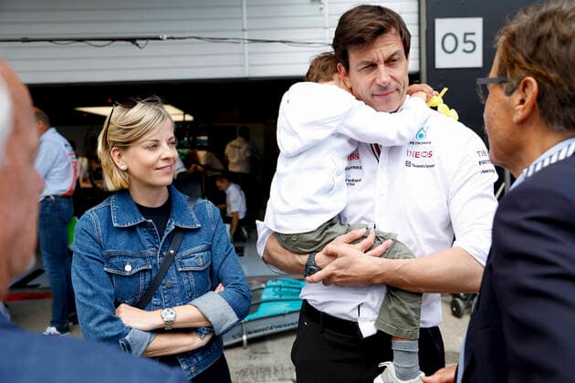 Toto Wolff (AUT, Mercedes-AMG Petronas F1 Team) and his wife Susie Wolff (GBR), F1 Grand Prix of Austria at Red Bull Ring on July 10, 2022 in Spielberg, Austria. (Photo by HOCH ZWEI) Spielberg Austria
