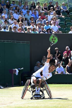 Tennis Championships - Week Two - Day Fourteen - All England Lawn Tennis Club, Wimbledon - Sunday 10th July 2022 Mens Wheelchair Singles Final. Shingo Kunieda (Japan) v Alfie Hewett (GBR) Shingo Kunieda (Japan) 