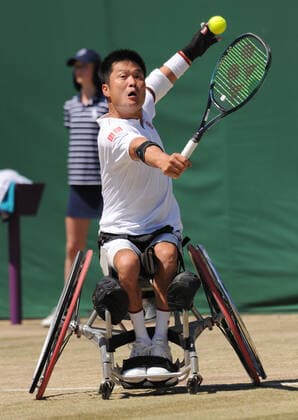 Tennis Championships - Week Two - Day Fourteen - All England Lawn Tennis Club, Wimbledon - Sunday 10th July 2022 Mens Wheelchair Singles Final. Shingo Kunieda (Japan) v Alfie Hewett (GBR) Shingo Kunieda (Japan) 
