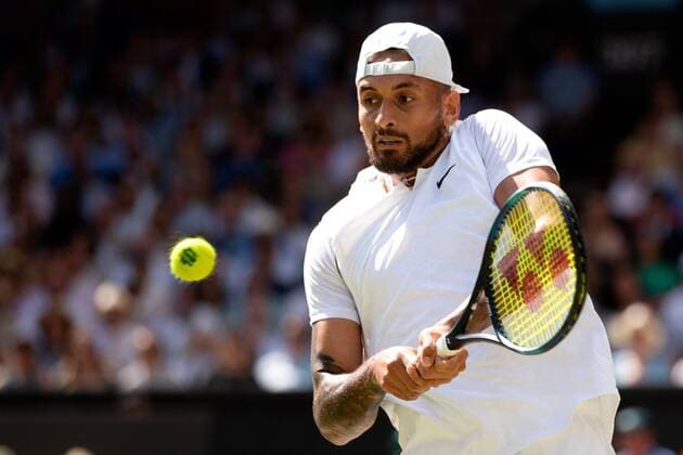Mandatory Credit: Photo by Ella Ling Shutterstock (13018059r) Nick Kyrgios during the Men s Singles Final Wimbledon Tennis Championships, Day 14, The All England Lawn Tennis and Croquet Club, London, UK - 10 Jul 2022 Wimbledon Tennis Championships, Day 14, The All England Lawn Tennis and Croquet Club, London, UK - 10 Jul 2022  Copyright: xEllaxLing Shutterstockx 13018059r