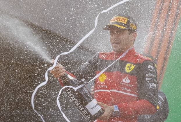 SPIELBERG - Charles Leclerc (16) on the podium at the Austrian Grand Prix at the Red Bull Ring on July 10, 2022 in Spielberg, Austria. ANP SEM VAN DER WAL F1 Grand Prix of Austria 2022 xVIxANPxSportx xxANPxIVx