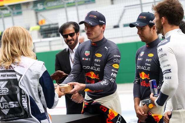 FORMULA 1 - GP of Austria 2022 SPIELBERG,AUSTRIA,10.JUL.22 - MOTORSPORTS, FORMULA 1 - Grand Prix of Austria, Red Bull Ring. Image shows Max Verstappen (NED Red Bull Racing) and Sergio Perez (MEX Red Bull Racing).  GEPAxpictures xChristianxWalgram