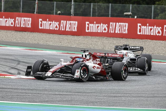 77 BOTTAS Valtteri (fin), Alfa Romeo F1 Team ORLEN C42, action 10 GASLY Pierre (fra), Scuderia AlphaTauri AT03, action during the Formula 1 Rolex Grosser Preis Von Osterreich 2022, 2022 Austrian Grand Prix, 11th round of the 2022 FIA Formula One World Championship, WM, Weltmeisterschaft from July 8 to 10, 2022 on the Red Bull Ring, in Spielberg, Austria - F1 - AUSTRIAN GRAND PRIX 2022 - RACE DPPI Panoramic 00122027__R3_3488