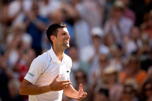Mandatory Credit: Photo by Ella Ling Shutterstock (13018059dk) Novak Djokovic celebrates victory in the Men s Singles Final Wimbledon Tennis Championships, Day 14, The All England Lawn Tennis and Croquet Club, London, UK - 10 Jul 2022 Wimbledon Tennis Championships, Day 14, The All England Lawn Tennis and Croquet Club, London, UK - 10 Jul 2022  Copyright: xEllaxLing Shutterstockx 13018059dk