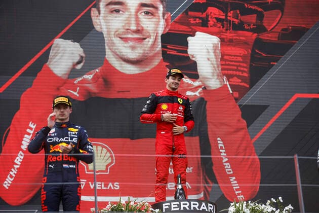 1 Max Verstappen (NLD, Oracle Red Bull Racing), 16 Charles Leclerc (MCO, Scuderia Ferrari), F1 Grand Prix of Austria at Red Bull Ring on July 10, 2022 in Spielberg, Austria. (Photo by HOCH ZWEI) Spielberg Austria