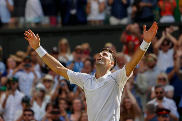 Novak Djokovic (SRB) jubelt nach dem Sieg, Jubel, Freude, Emotion, Herren Einzel Finale, Endspiel Copyright: xJuergenxHasenkopfx