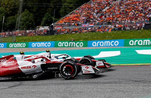 24 Guanyu Zhou (CHN, Alfa Romeo F1 Team ORLEN), 47 Mick Schumacher (DEU, Haas F1 Team), F1 Grand Prix of Austria at Red Bull Ring on July 10, 2022 in Spielberg, Austria. (Photo by HOCH ZWEI) Spielberg Austria