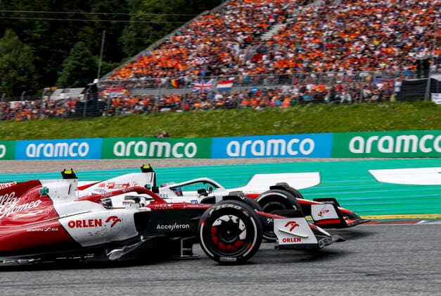 24 Guanyu Zhou (CHN, Alfa Romeo F1 Team ORLEN), 47 Mick Schumacher (DEU, Haas F1 Team), F1 Grand Prix of Austria at Red Bull Ring on July 10, 2022 in Spielberg, Austria. (Photo by HOCH ZWEI) Spielberg Austria