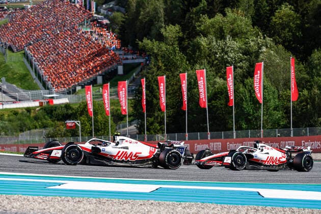47 Mick Schumacher (DEU, Haas F1 Team), 20 Kevin Magnussen (DNK, Haas F1 Team), F1 Grand Prix of Austria at Red Bull Ring on July 10, 2022 in Spielberg, Austria. (Photo by HOCH ZWEI) Spielberg Austria