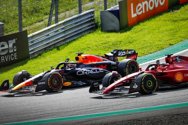 1 Max Verstappen (NLD, Oracle Red Bull Racing), 16 Charles Leclerc (MCO, Scuderia Ferrari), F1 Grand Prix of Austria at Red Bull Ring on July 10, 2022 in Spielberg, Austria. (Photo by HOCH ZWEI) Spielberg Austria