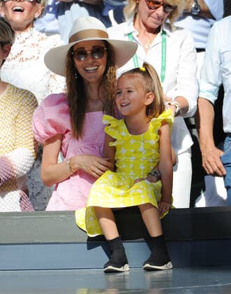 Tennis Championships - Week Two - Day Fourteen - All England Lawn Tennis Club, Wimbledon - Sunday 10th July 2022 Mens Singles Final. Novak Djokovic v Nick Kyrgios Novak wife, Jelena with young daughter,Tara watch the Presentation ceremony from the players box. 