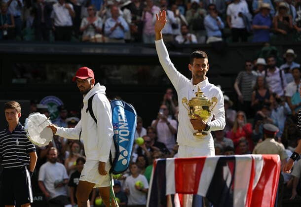 2022 Wimbledon Novak Djokovic , (SRB) and Nick Kyrgios (AUS)