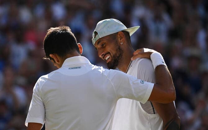2022 Wimbledon Novak Djokovic , (SRB) and Nick Kyrgios (AUS)