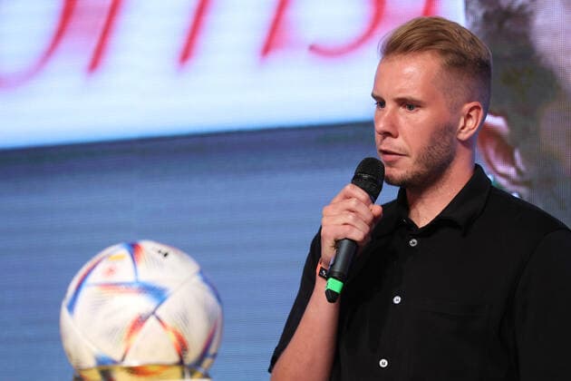 SOCCER - BL, press conference, PK, Pressekonferenz VIENNA,AUSTRIA,11.JUL.22 - SOCCER - ADMIRAL Bundesliga, season opening, press conference. Image shows Rene Swete (Hartberg).  GEPAxpictures xArminxRauthner