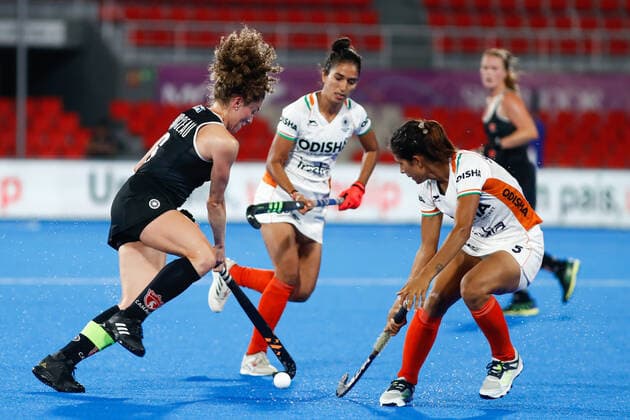 July 11, 2022, TERRASSA, BARCELONA, SPAIN: Natalie Sourisseau of Canada in action during the FIH Hockey Women s World Cup 2022, 9th - 16th, hockey match played between Canada and India at Estadi Olimpic on July 11, 2022, in Terrassa, Barcelona, Spain. TERRASSA SPAIN - ZUMAa181 20220711_zaa_a181_080 Copyright: xIrinaxR.xHx
