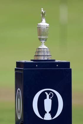 11th July 2022, Old Course at St Andrews, St Andrews, Fife, Scotland; The Open Golf Championship pre-trounament activities; the Claret Jug trophy on display on the first tee  ActionPlus12407741 DavidxBlunsden