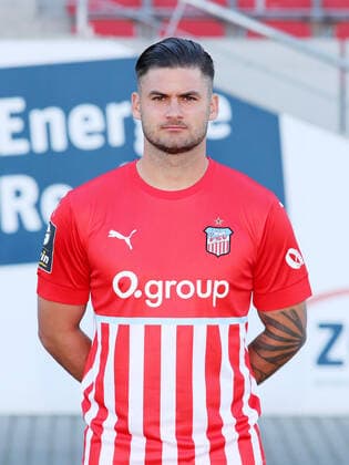 Teampraesentation Zwickau 12.07.2021 Dominic Baumann (28, Zwickau); FSV Zwickau; 3.Liga, Porträttermin 2022 2023 , Zwickau, 12.07.2021, GGZ Arena Zwickau, Fussball ,