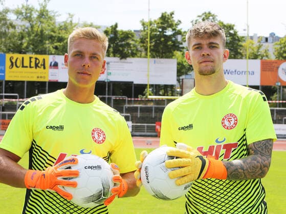 Regionalliga West, Saison 2022 -2023, Fototermin Fortuna Köln, 12.07.2022 - Felix Buer ( links ) und Hannes Kramp ( beide Fortuna Köln )