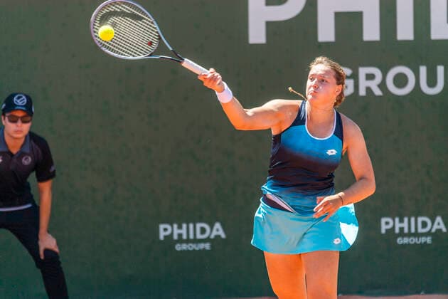 Switzerland: Quarter-final of the Lausanne 2022 WTA, Tennis Damen 250 tennis tournament Lausanne Switzerland, 07 15 2022: Jule Niemeier of Germany is in action during Lausanne 2022 tennis tournament WTA 250 Lausanne Canton of Vaud Switzerland Copyright: EricxDubost