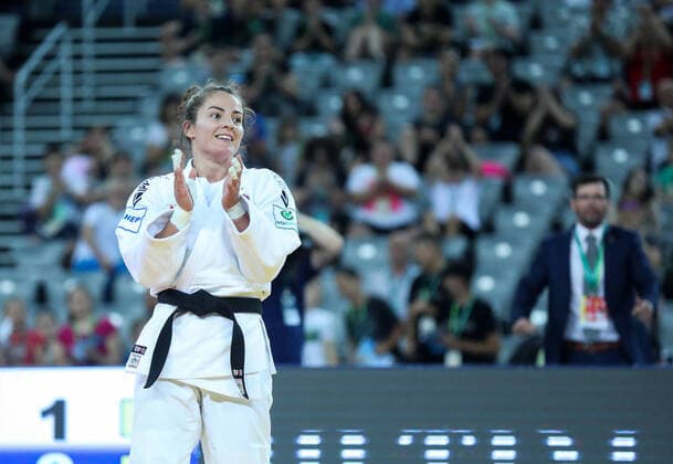 Bilder des Jahres 2022, Sport 07 Juli Sport Bilder des Tages PXL_IJF World Judo Tour Zagreb Grand Prix Barbara Matic of Croatia wins gold in the category of women up to 70kg during the IJF World Tour Zagreb Grand Prix, held at the Zagreb Arena, in Zagreb, Croatia, on July 16, 2022. ZeljkoxHladika PIXSELL