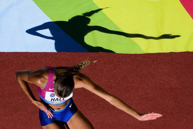 Sport Bilder des Tages 220717 Anna Hall of USA competes in women?s heptathlon high jump during day 3 of the 2022 World Athletics Championships on July 17, 2022 in Eugene. Photo: Joel Marklund BILDBYRAN kod JM JM0326 bbeng friidrott athletics friidrett 2022 world athletics championships world athletics championships oregon22 friidrotts-vm friidretts-vm vm dam Copyright: JOELxMARKLUND BB220717JM068