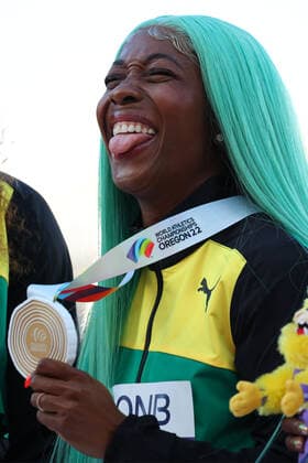 Shelly-Ann Fraser-Pryce (JAM), JULY 18, 2022 - Athletics : IAAF World Championships Oregon 2022 Women s 100m Award ceremony at Hayward Field, Eugene, Oregon, USA.  (193823670)