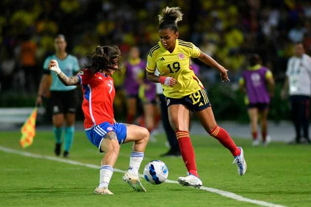 Futbol, Colombia vs Chile. Copa America femenina 2022. Chile vs Colombia durante la Copa America femenina 2022 en el estadio Centenario d ella ciudad de Armenia, Colombia 20 07 2022 VizzorImage Ricardo Vejarano Photosport Football, Colombia vs Chile. America™s woman Cup Championship 2022. Chile against Colombia during Copa America Woman™s Cup at Centenario stadium. Armenia, Colombia. 20 07 2022 VizzorImage Ricardo Vejarano Photosport Colombia vs Chile, Copa America Femenina 2022