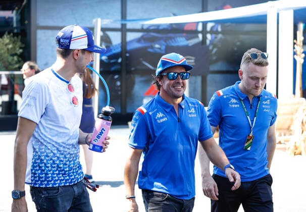 31 Esteban Ocon (FRA, BWT Alpine F1 Team), 14 Fernando Alonso (ESP, BWT Alpine F1 Team), F1 Grand Prix of France at Circuit Paul Ricard on July 21, 2022 in Le Castellet, France. (Photo by HOCH ZWEI) Le Castellet France