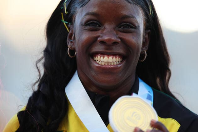 Shericka Jackson (JAM), JULY 21, 2022 - Athletics : IAAF World Championships Oregon 2022 Women s 200m Award ceremony at Hayward Field, Eugene, Oregon, USA.  (194087346)