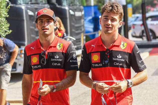 Carlos Sainz Jr. (Scuderia Ferrari 55), Charles Leclers (Scuderia Ferrari 16), Grosser Preis von Frankreich 2022, Motorsport, Formel 1, 23.07.2022, Grosser Preis von Frankreich 2022, Motorsport, Formel 1, 23.07.2022 Le Castellet Copyright: xEibner-Pressefotox EP_FSU
