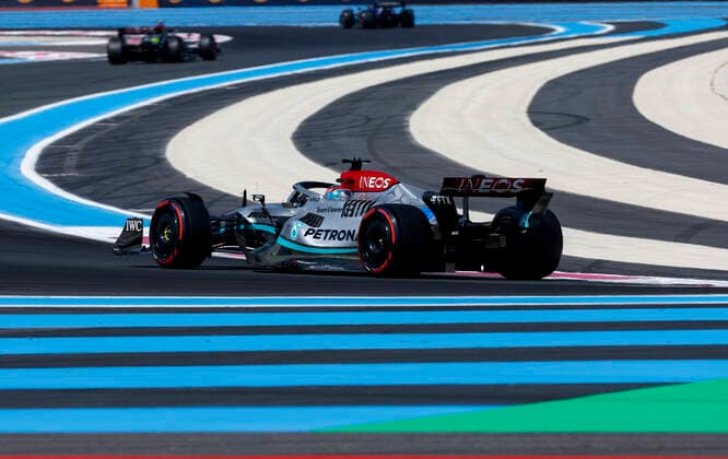 63 George Russell (GBR, Mercedes-AMG Petronas F1 Team), F1 Grand Prix of France at Circuit Paul Ricard on July 23, 2022 in Le Castellet, France. (Photo by HOCH ZWEI) Le Castellet France