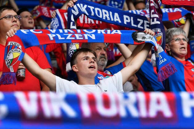 Viktoria Plzen fans during the Champions League 2nd qualifying round return match Viktoria Plzen vs HJK Helsinki in Pilsen, Czech Republic, July 26, 2022. (CTKxPhoto MiroslavxChaloupka) CTKPhotoP2022072607625  cha021