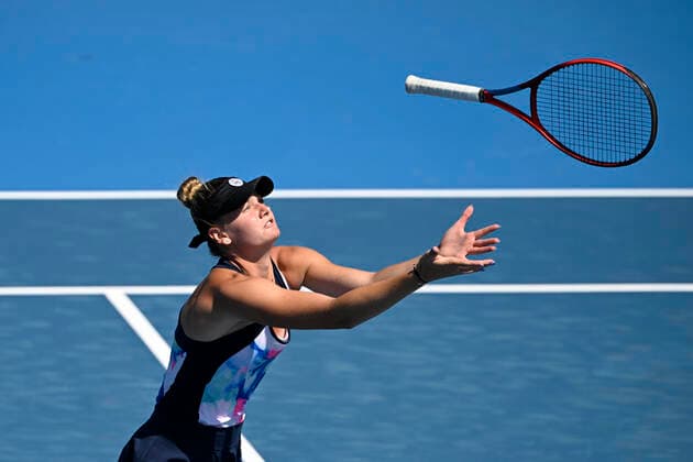 Lucie Havlickova of Cech Republic reacts during the Livesport Prague Open WTA, Tennis Damen women’s tennis tournament match against Anett Kontaveit of Estonia in Prague, Czech Republic, July 28, 2022. (CTKxPhoto MichalxKamaryt) CTKPhotoP2022072804505  kmt